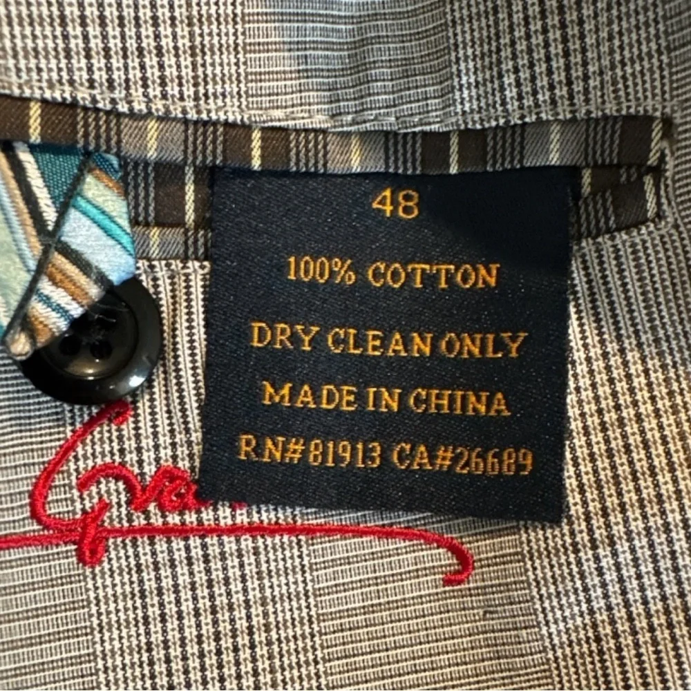 Robert Graham Gray Microstripe 100% Cotton Signature Lining Blazer Size 48